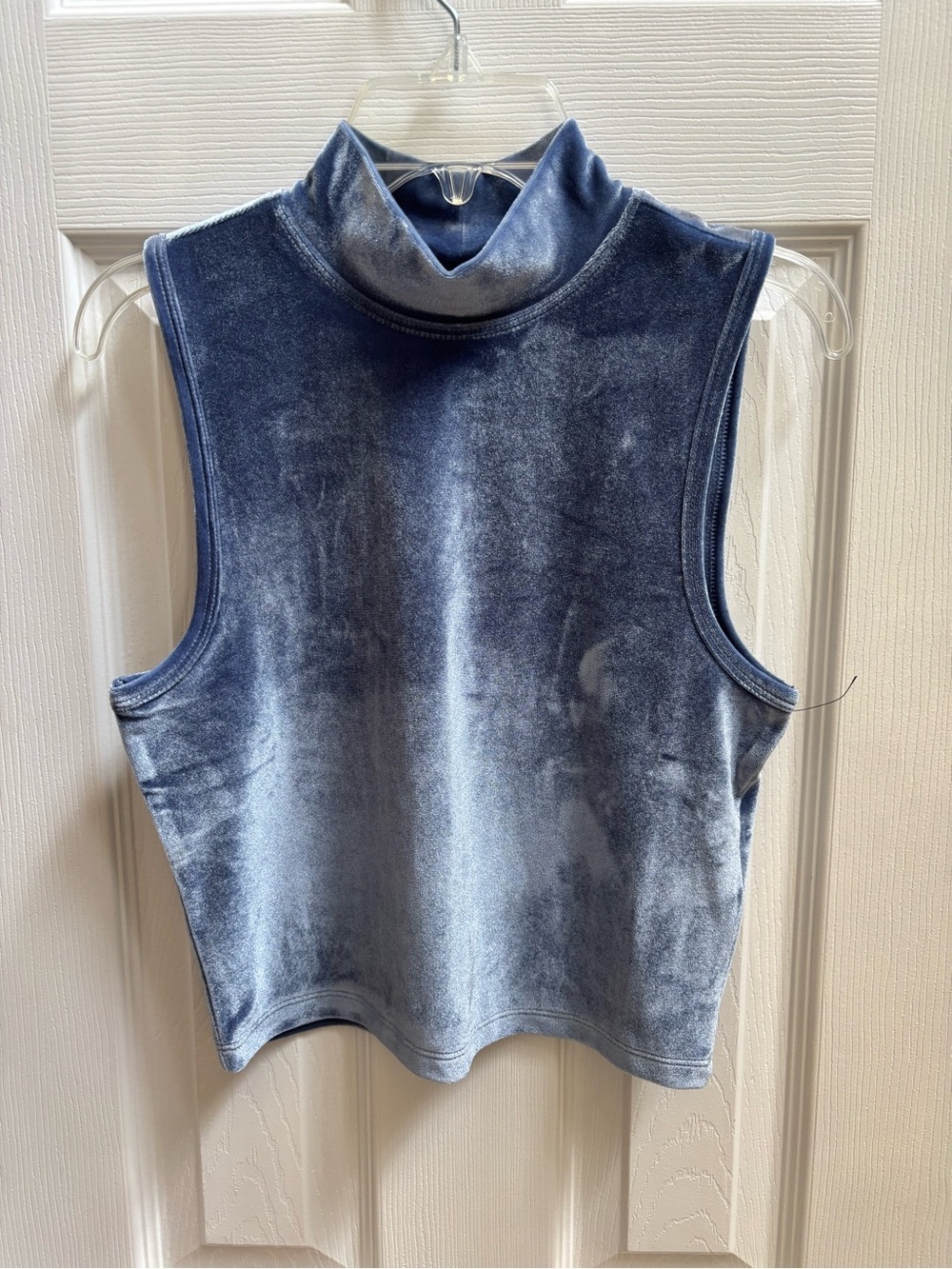 BP/Nordstrom Sleeveless Velour Mock Neck Crop Top in Blue, Size Medium, NWOT